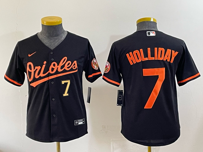 Youth 2025 Baltimore Orioles #7 Holliday black Nike MLB Jersey 003->oakland raiders->NFL Jersey